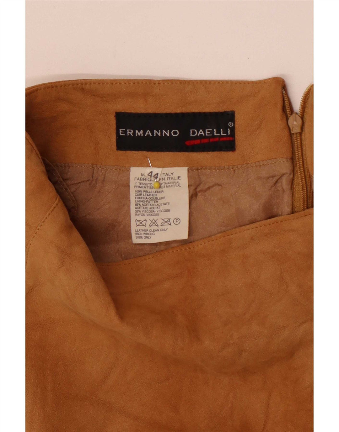 Ermanno Daelli Damen Wildleder-Minirock IT 44 Medium W28 Braun Farbblock