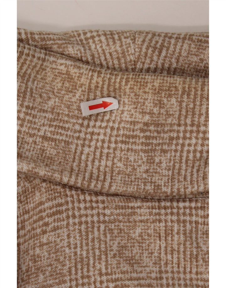 J. CREW Damen-Pullover mit Rollkragen, UK 14, mittelbeigefarbenes Karomuster, Polyester