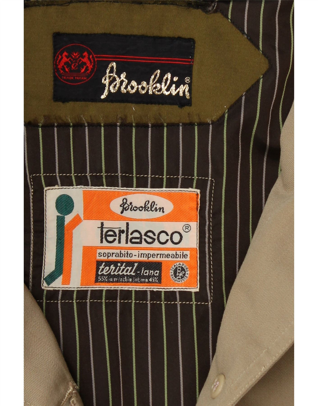 BROOKLIN Womens Overcoat UK 20 2XL Beige Terital Vintage Brooklin and Second-Hand Brooklin from Messina Hembry 
