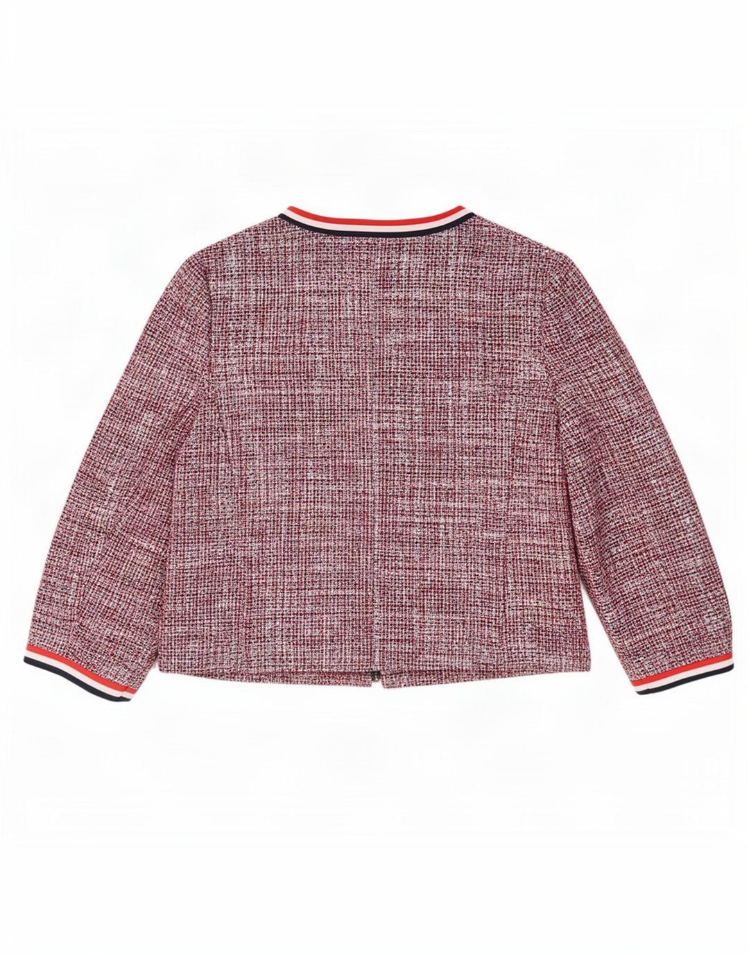 Marks & Spencer Damen Crop Blazer Jacke UK 12 Mittelrot gefleckte Baumwolle
