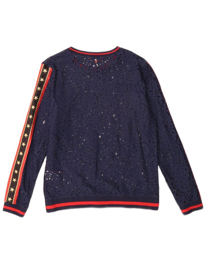 Superdry Damen Übergroßes Grafikoberteil Langarm UK 10 Small Marineblau