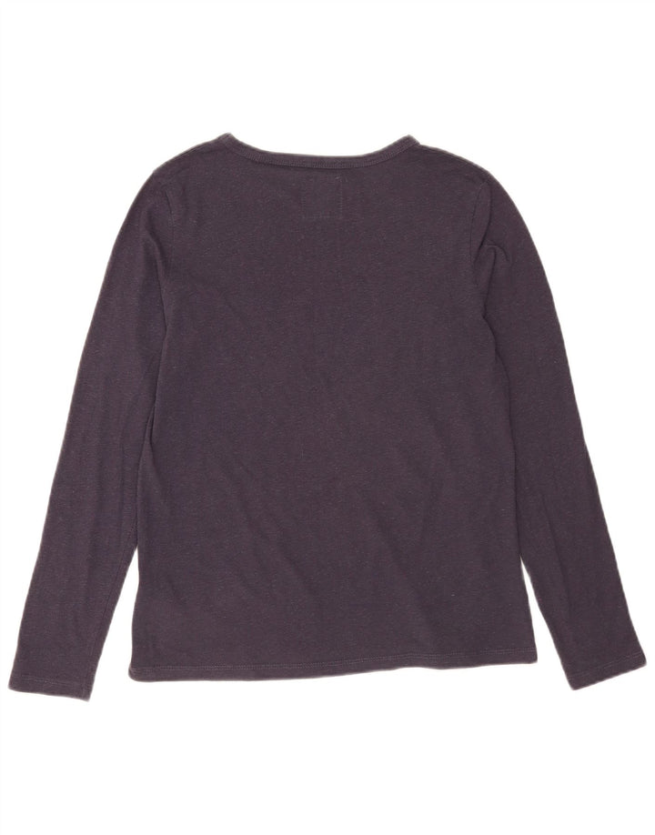 Superdry Damen Top Langarm UK 12 Medium Marineblau Baumwolle