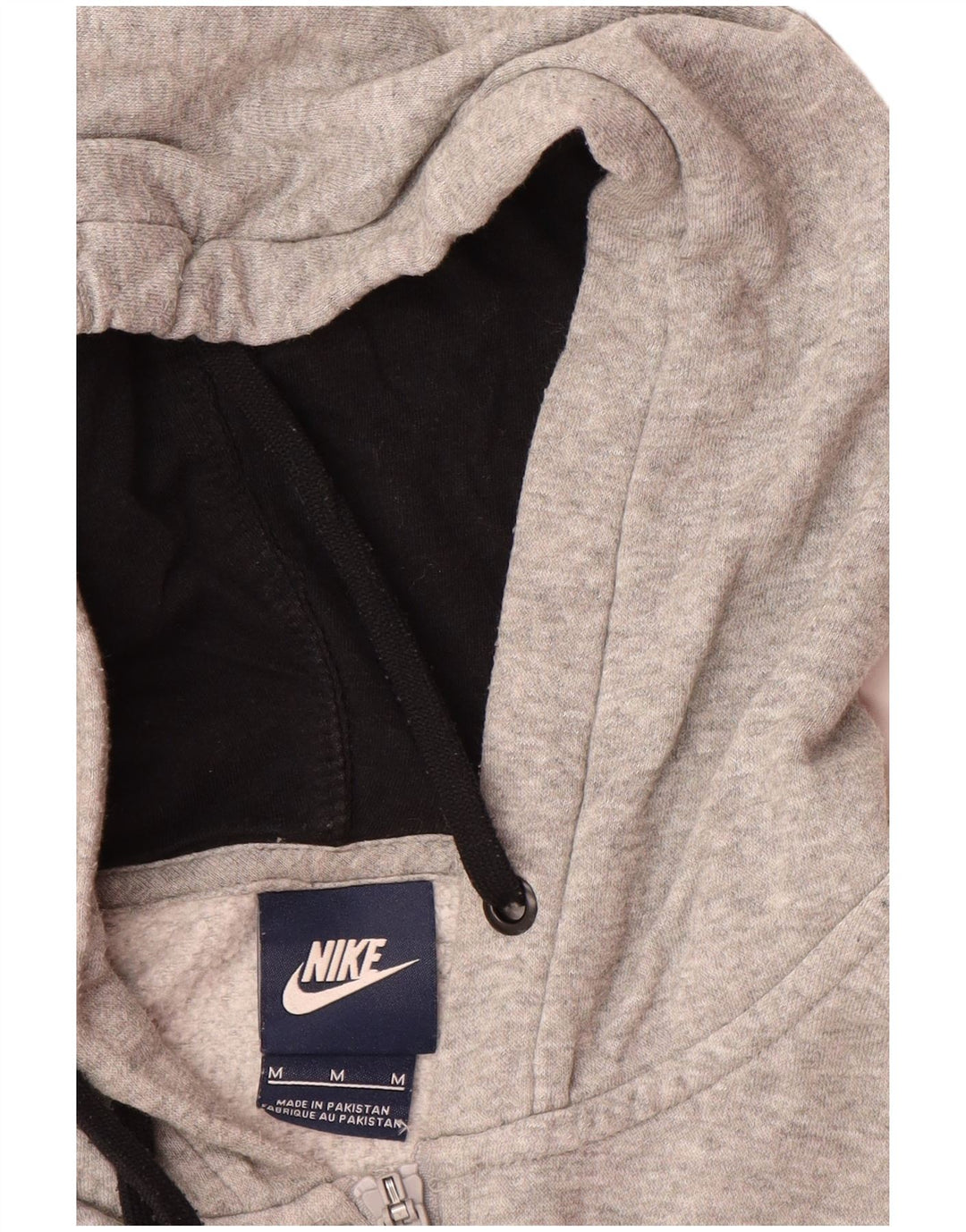 NIKE Womens Zip Hoodie Sweater UK 14 Medium Grey Cotton