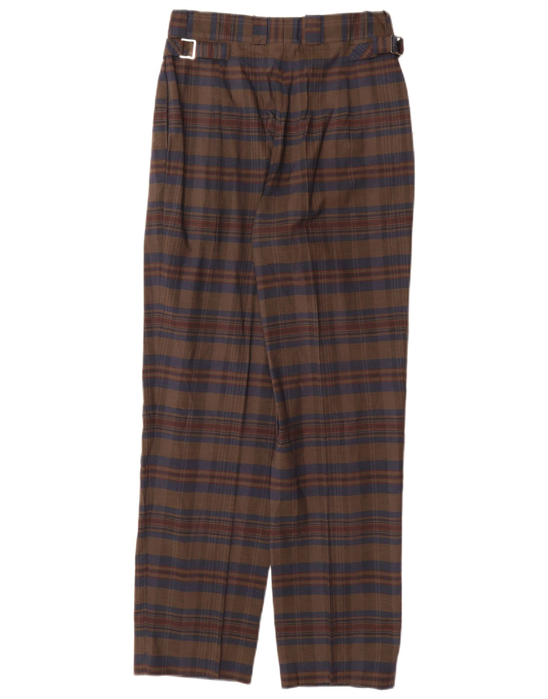 VINTAGE Damen-Chinohose mit hoher Taille, Größe 44, mittelgroß, W26, L29, braun kariert