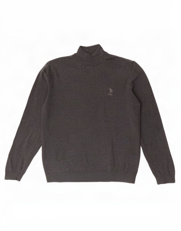 U.S. Polo Assn. Mens Turtle Neck Jumper Sweater Large Grey