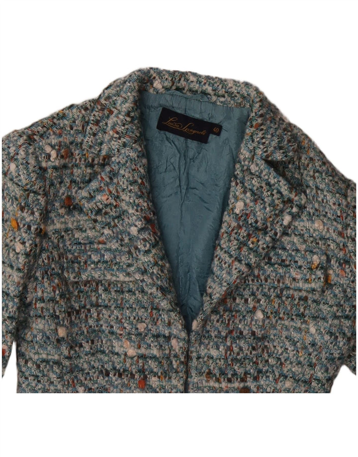 Luisa Spagnoli Damen-Blazer mit Vorderbindung, Größe 40, klein, blau meliert