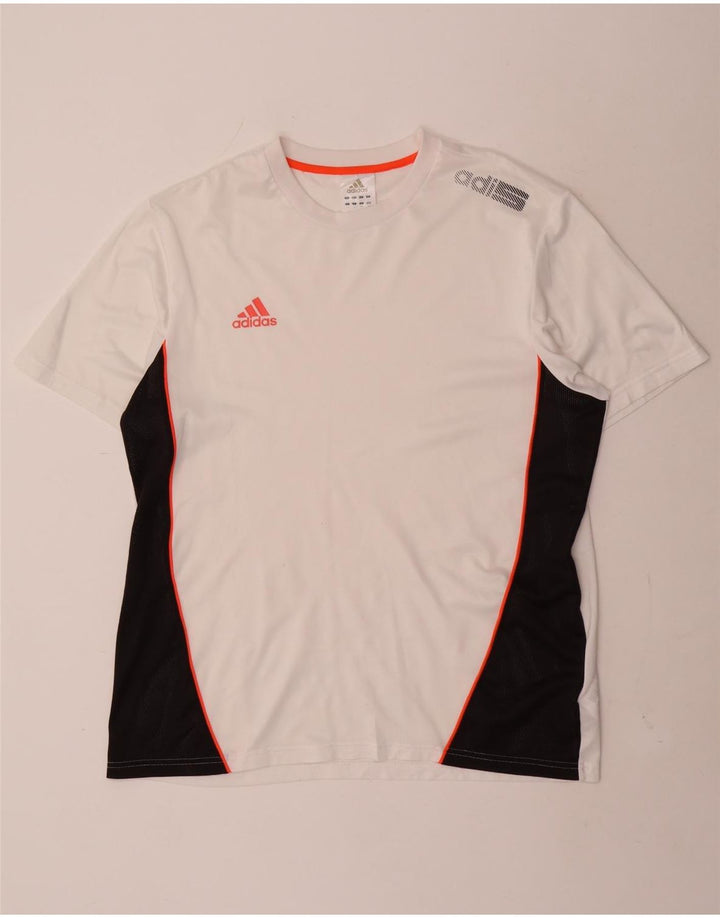 Adidas Herren-T-Shirt mit Grafik, groß, weißes Farbblock-Polyester