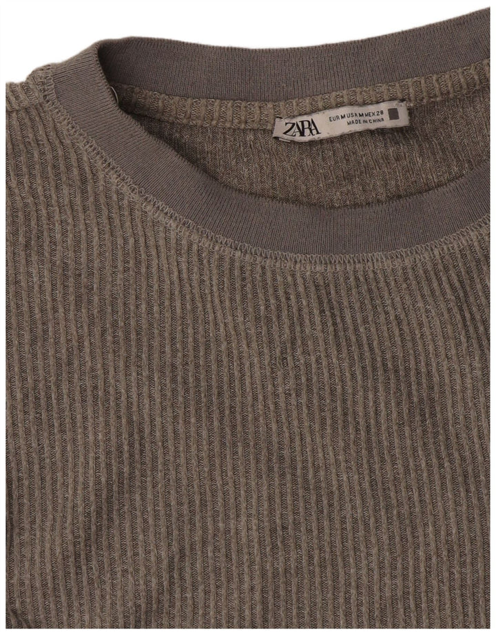 Zara Damen Top Langarm UK 14 Mittelgrau
