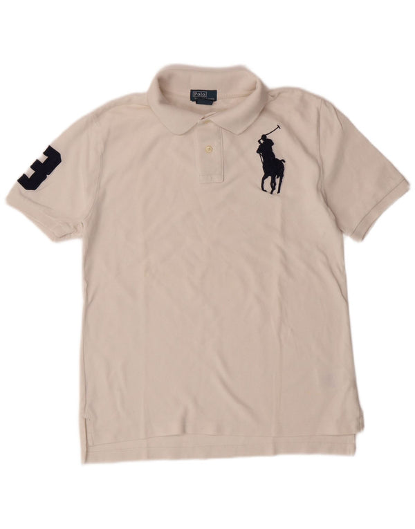 POLO RALPH LAUREN Jungen-Poloshirt mit Grafik, 14–15 Jahre, groß, weiße Baumwolle