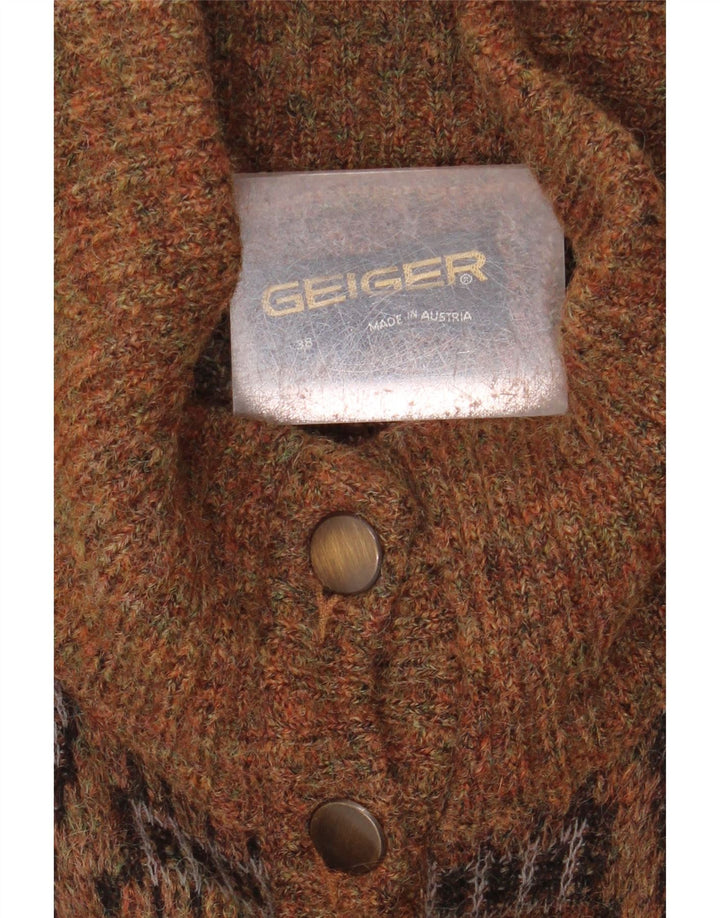 GEIGER Damen Strickjacke Pullover EU 38 Mittelbraun Geometrisch