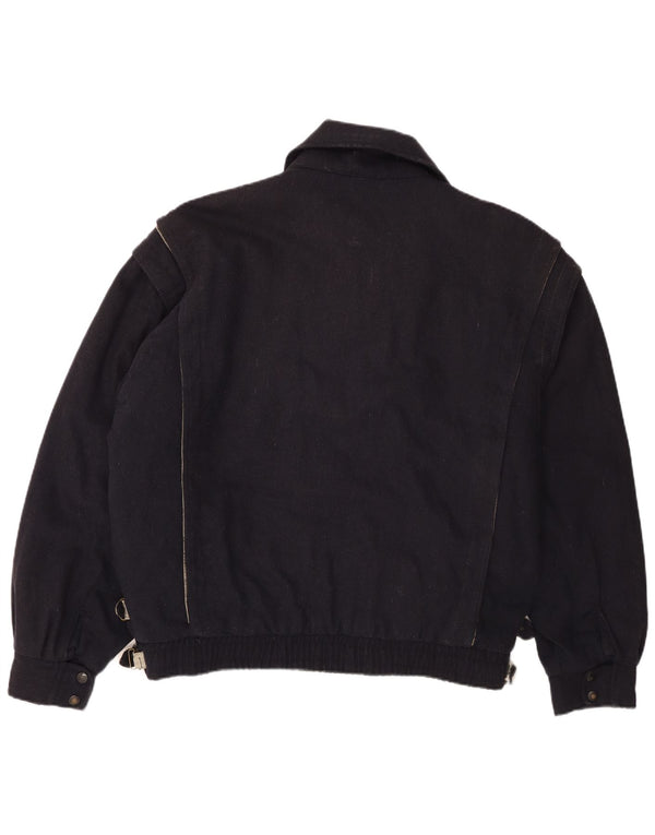 POP 84 Herren Bomberjacke UK 42 XL Marineblaue Wolle
