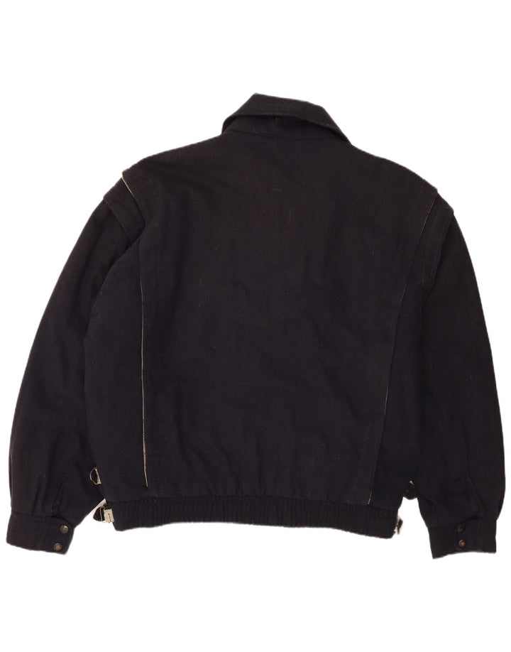 POP 84 Herren Bomberjacke UK 42 XL Marineblaue Wolle