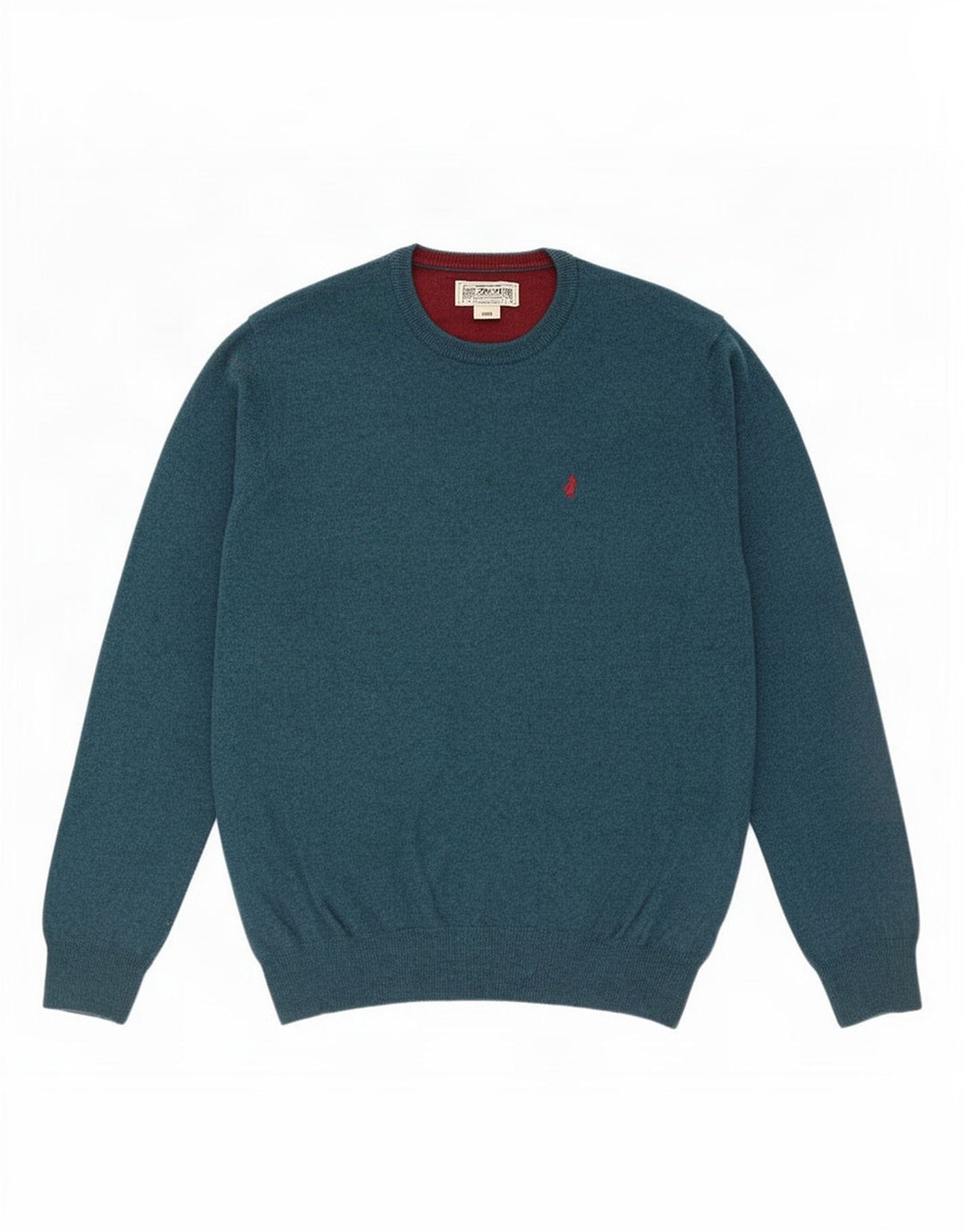 Marlboro Classics Herren-Pullover mit Rundhalsausschnitt, Größe L, aus blauer Wolle