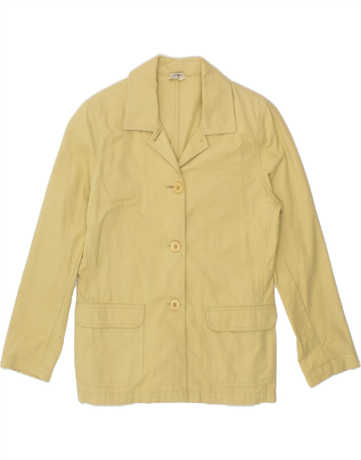 VINTAGE Womens 3 Button Blazer Jacket UK 12 Medium Yellow Cotton Vintage Vintage and Second-Hand Vintage from Messina Hembry 