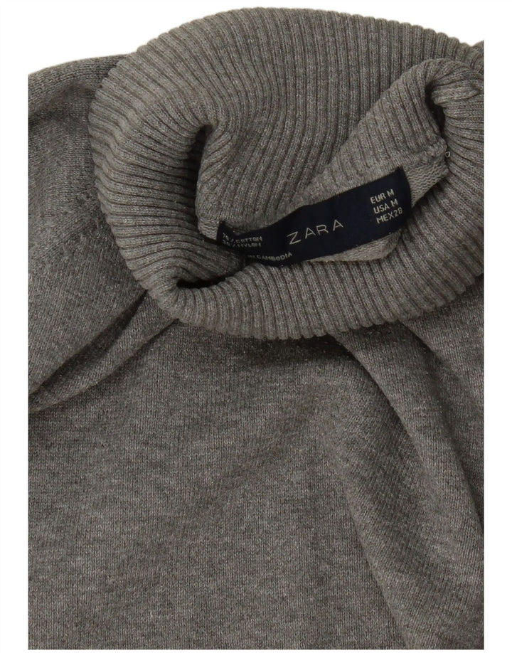 Zara Damen Crop Rollkragenpullover Pullover UK 12 Mittelgrau