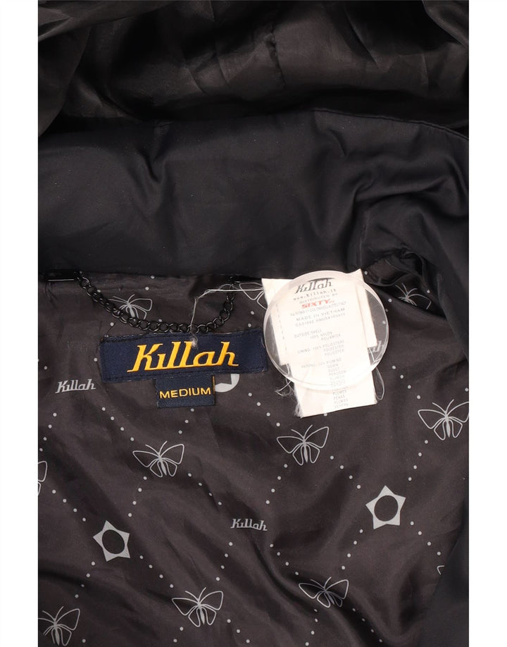 Killah Wattierte Damenjacke mit Kapuze, UK 14, mittelschwarzes Nylon