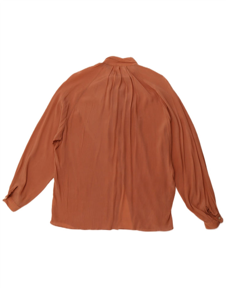 VINTAGE Damen Loose Fit Langarm-Hemdbluse IT 46 Large Braun