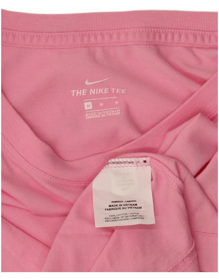 NIKE Damen Crop Graphic T-Shirt Top UK 14 Mittelrosa Baumwolle