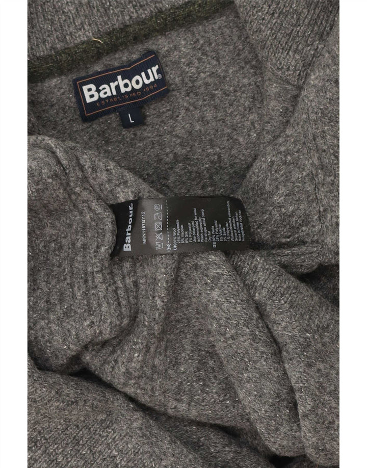 Barbour Damen-Pullover mit Reißverschluss am Hals, UK 16, große graue Wolle