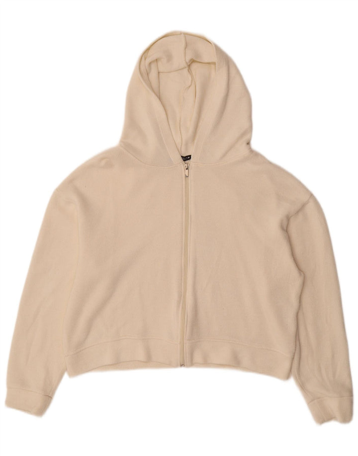 Zara Damen Crop Zip Hoodie Pullover UK 14 Mittelweiße Viskose