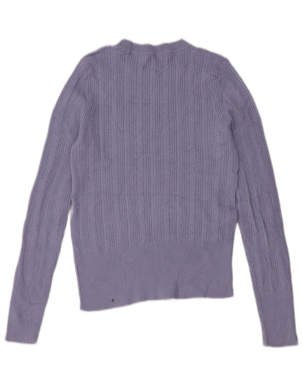 Marks & Spencer Damen-Pullover mit Rundhalsausschnitt, Gr. 8, Blau, Viskose