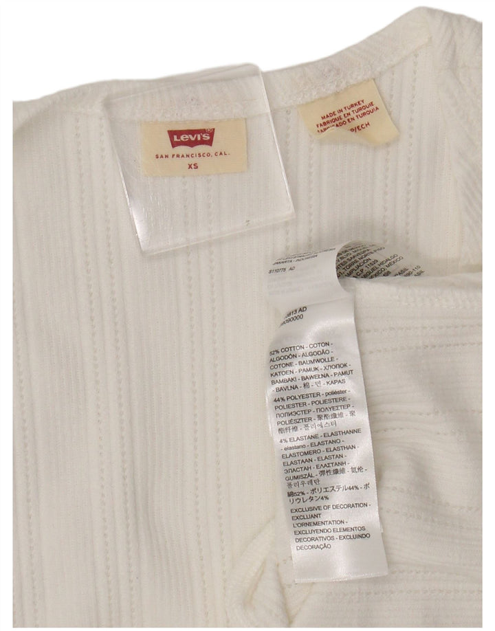 Levi's Damen Crop Wrap Shirt Bluse UK 4 XS Weiße Baumwolle