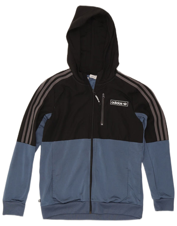 Adidas Jungen-Trainingsanzug-Top-Jacke, 13–14 Jahre, blaues Colourblock-Polyester