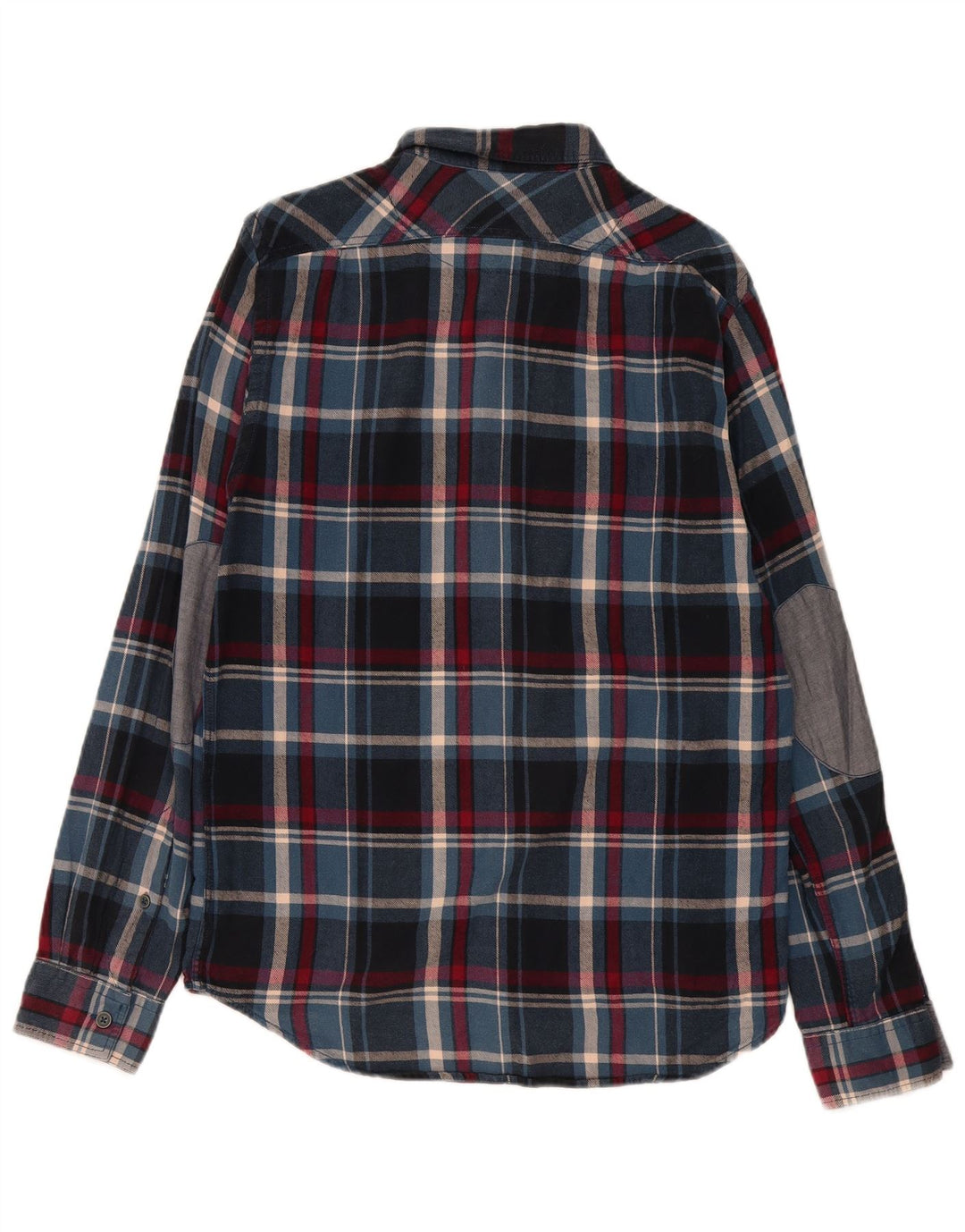 Marlboro Classics Herren-Flanellhemd mit schmaler Passform, Mittelblau kariert