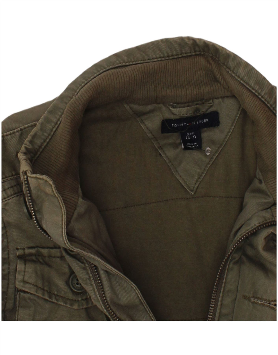 Tommy Hilfiger Militärjacke für Jungen, 6–7 Jahre, Größe S, Khaki, Baumwolle