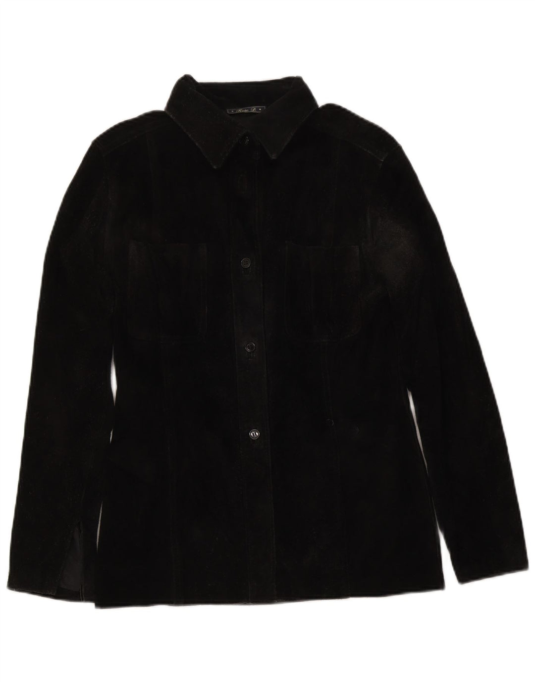 Vintage Damen Overshirt Wildledershirt IT 46 Large Schwarz