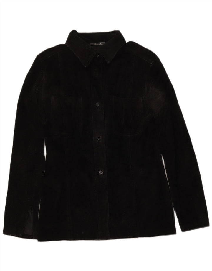 Vintage Damen Overshirt Wildledershirt IT 46 Large Schwarz