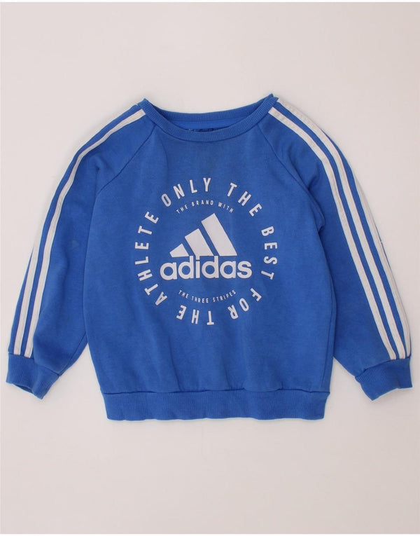 ADIDAS Boys Graphic Sweatshirt Jumper 2-3 Years Blue Cotton