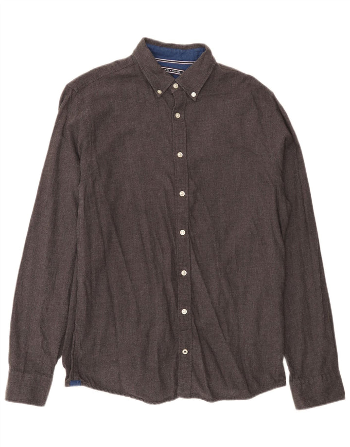 Tommy Hilfiger Herrenhemd, kleine graue Baumwolle