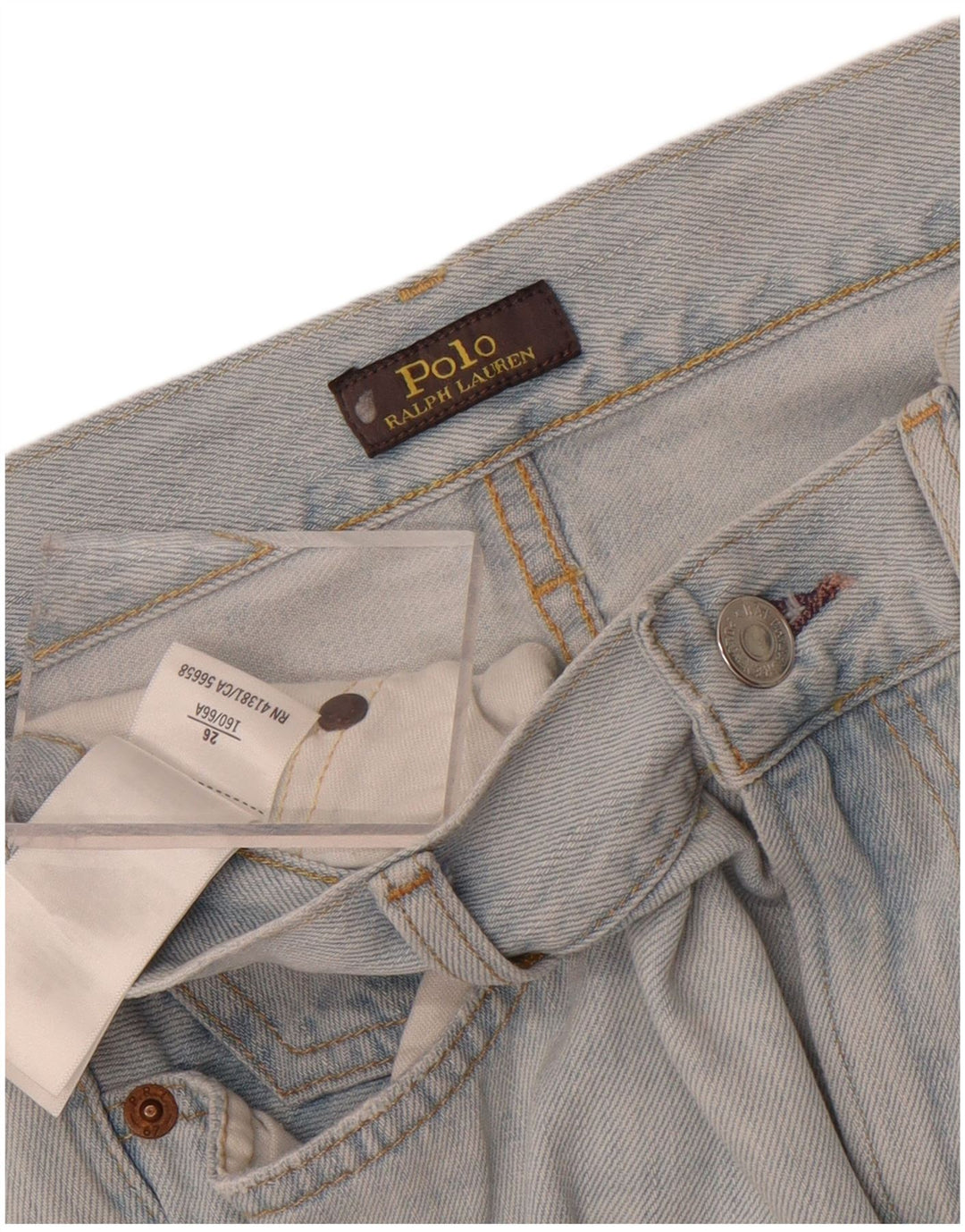 Polo Ralph Lauren Damen Slim Jeans W26 L28 Blaue Patchwork-Baumwolle