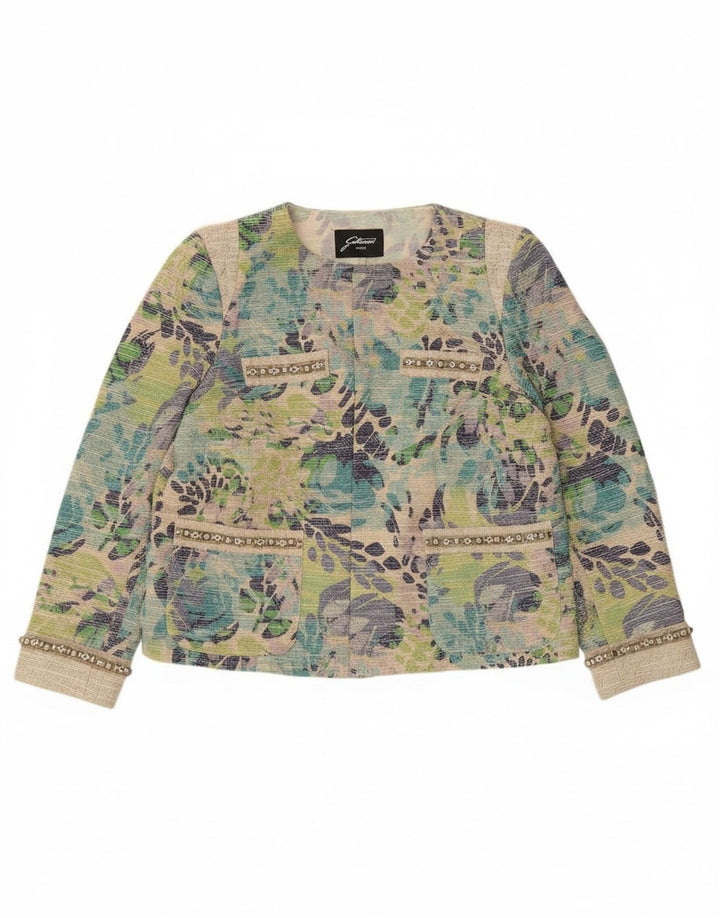 Gattinoni Damen offene Blazerjacke UK 18 XL Mehrfarbig geblümt
