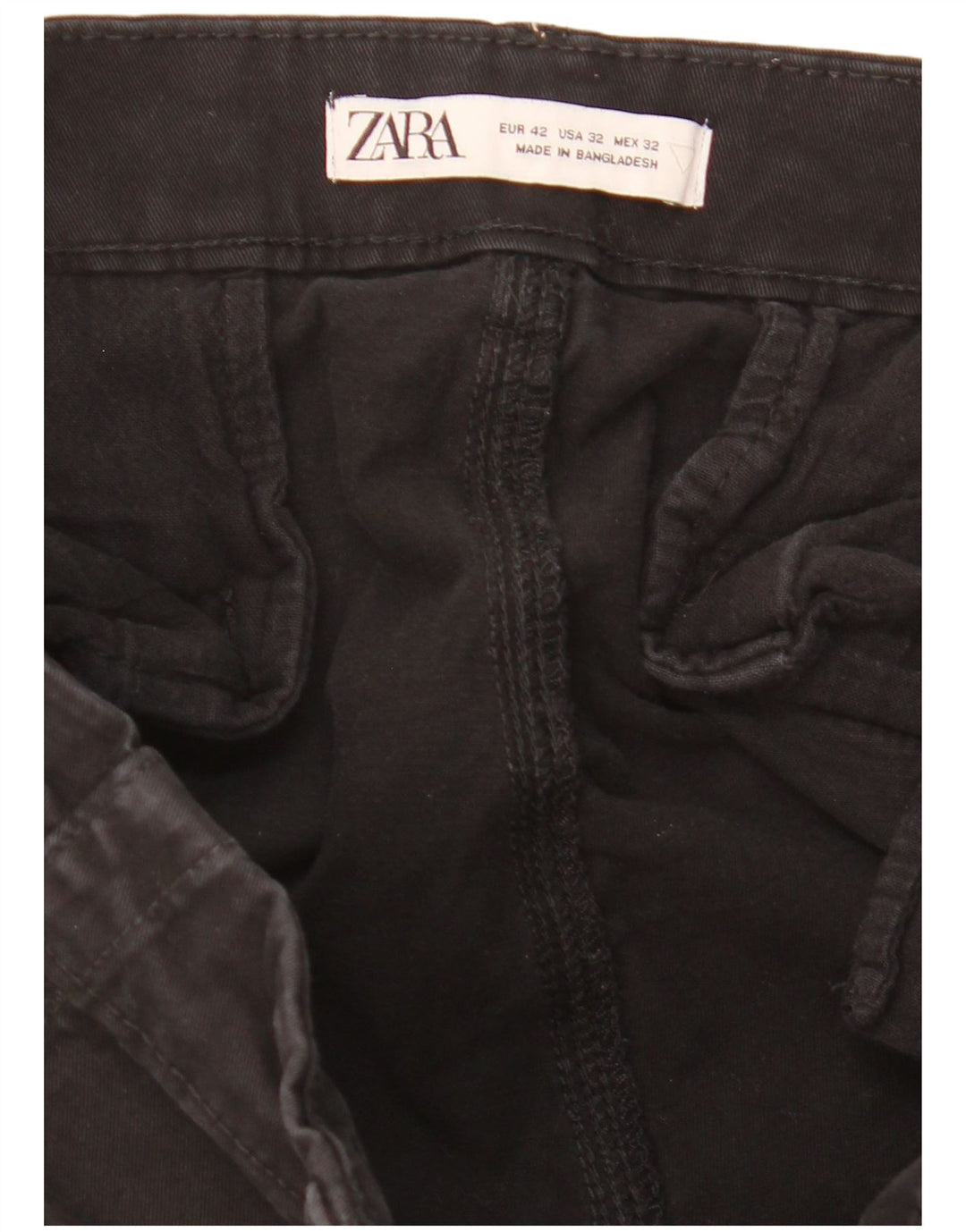 ZARA Herren gerade Cargohose EU 42 Large W32 L29 Schwarz