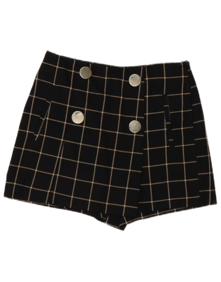 Zara Damen Freizeitshorts Small W26 Schwarz kariertes Polyester