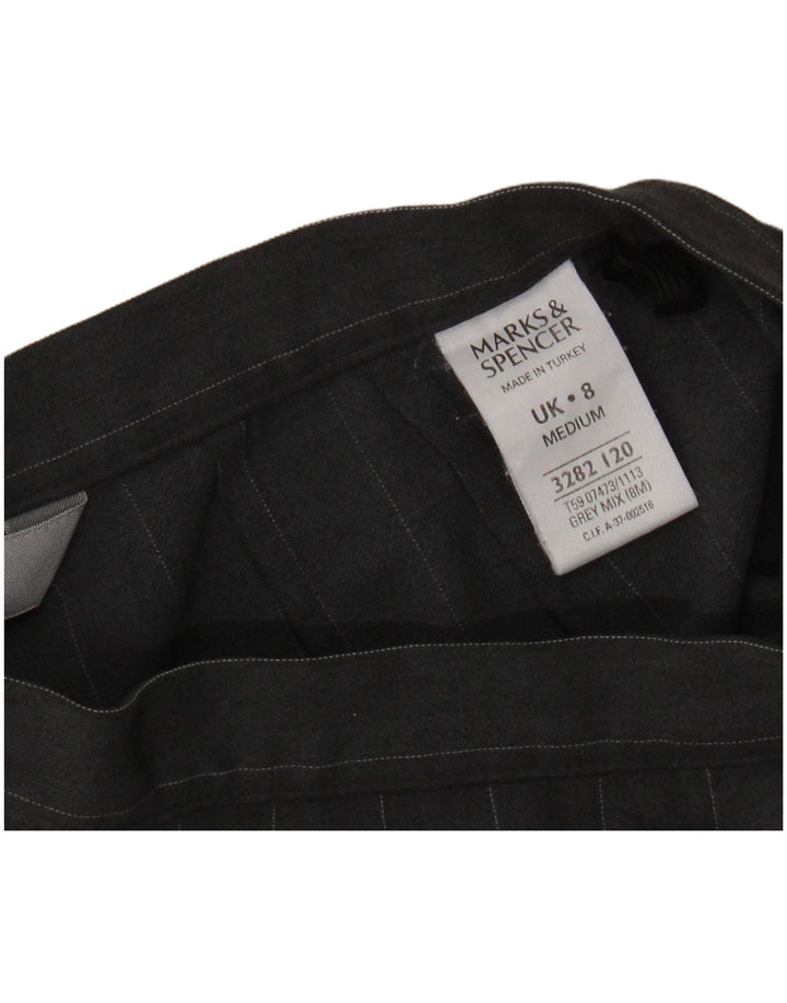 Marks & Spencer Damen Anzughose UK 8 Small W26 L30 Grau gestreift