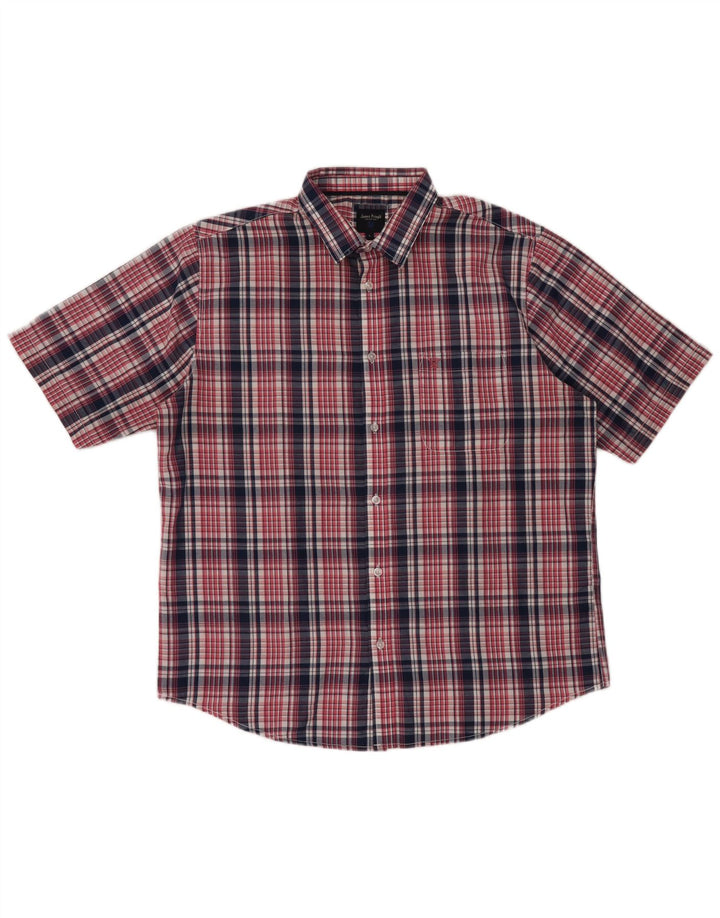 James Pringle Herren-Kurzarmhemd, groß, rot kariert, Polyester
