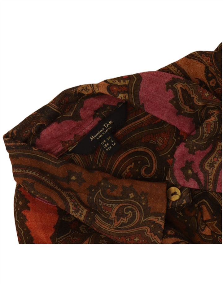 Massimo Dutti Damen Übergroßes Hemd EU 34 2XS Braun Paisley
