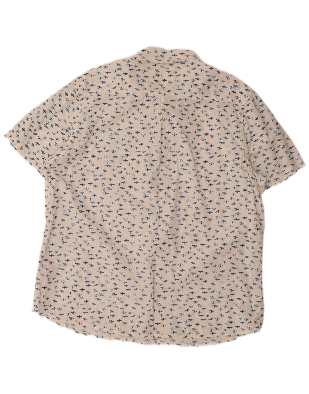 Weird Fish Herren-Kurzarmhemd mit abstraktem Muster, XL, weiße Baumwolle