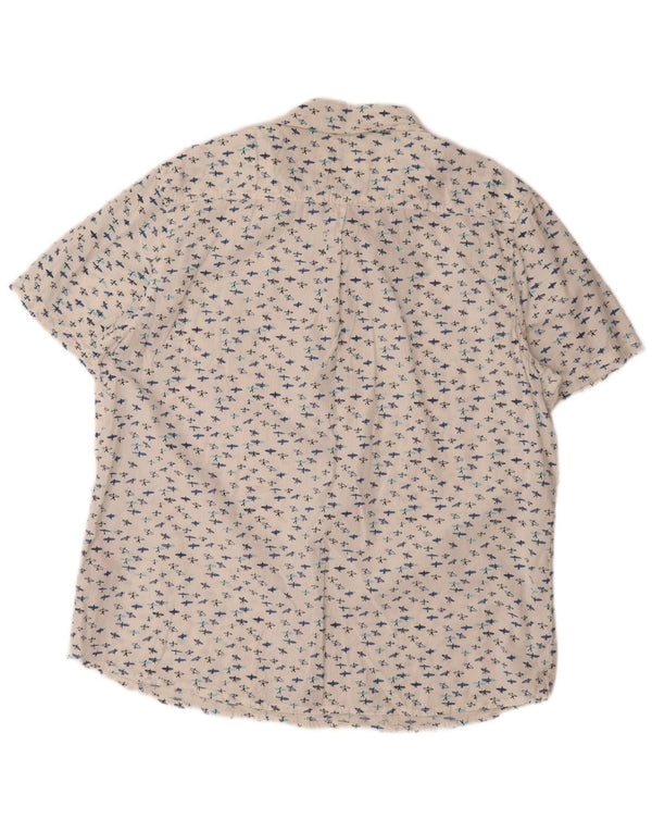 Weird Fish Herren-Kurzarmhemd mit abstraktem Muster, XL, weiße Baumwolle