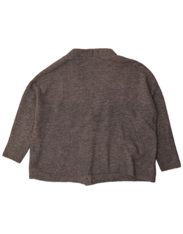 Zara Damen Strickjacke mit 3/4-Ärmeln, UK 14, mittelgraues Acryl