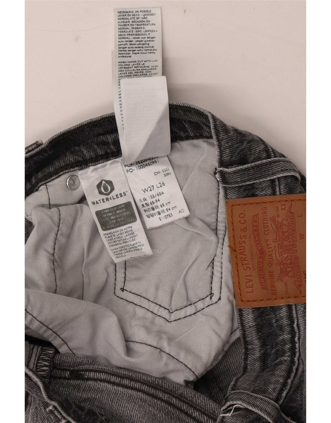 Levi's Damen 501 Straight Jeans W27 L26 Graue Baumwolle
