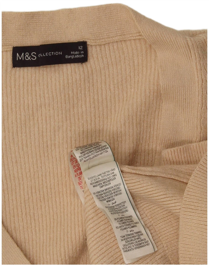 Marks & Spencer Damen Crop Cardigan Pullover UK 12 Mittelbeige Viskose