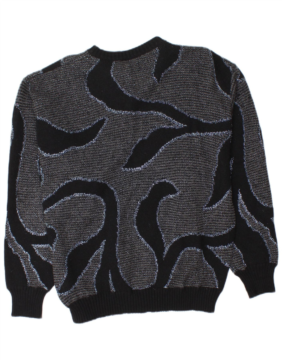 VINTAGE Womens Button Neck Jumper Sweater UK 10 Small Grey Floral