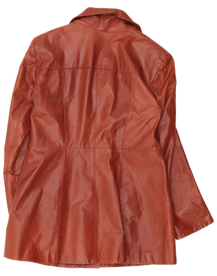 Schegge Damen-Blazerjacke aus Leder mit 3 Knöpfen, IT 44, mittelbraunes Leder