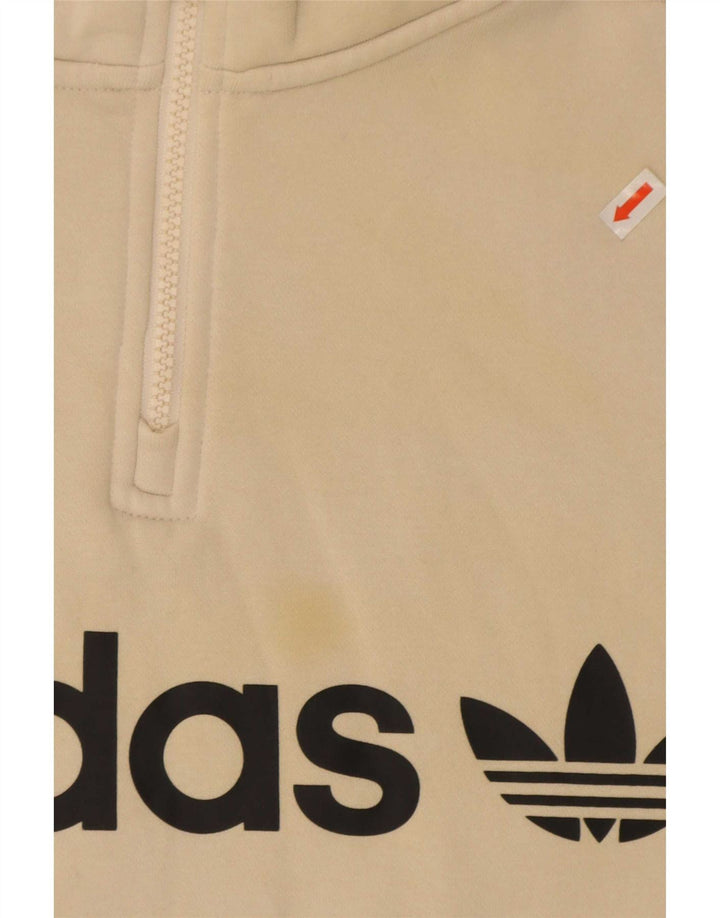 Adidas Damen Übergroßer Grafik-Sweatshirt-Pullover UK 12 Mittelbeige