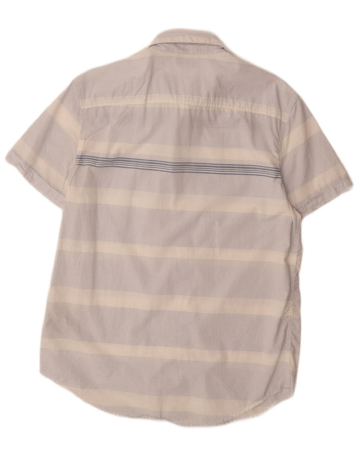 CALVIN KLEIN JEANS Herren Kurzarmhemd mittelblau gestreift aus Baumwolle