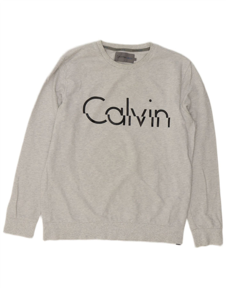 CALVIN KLEIN JEANS Herren-Sweatshirt mit grafischem Motiv, groß, grau gefleckt